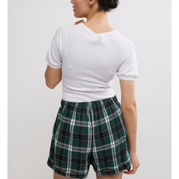 FREE PEOPLE Sunday Morning Boxer Shorts / Evergreen Combo - Picture 4 of 5